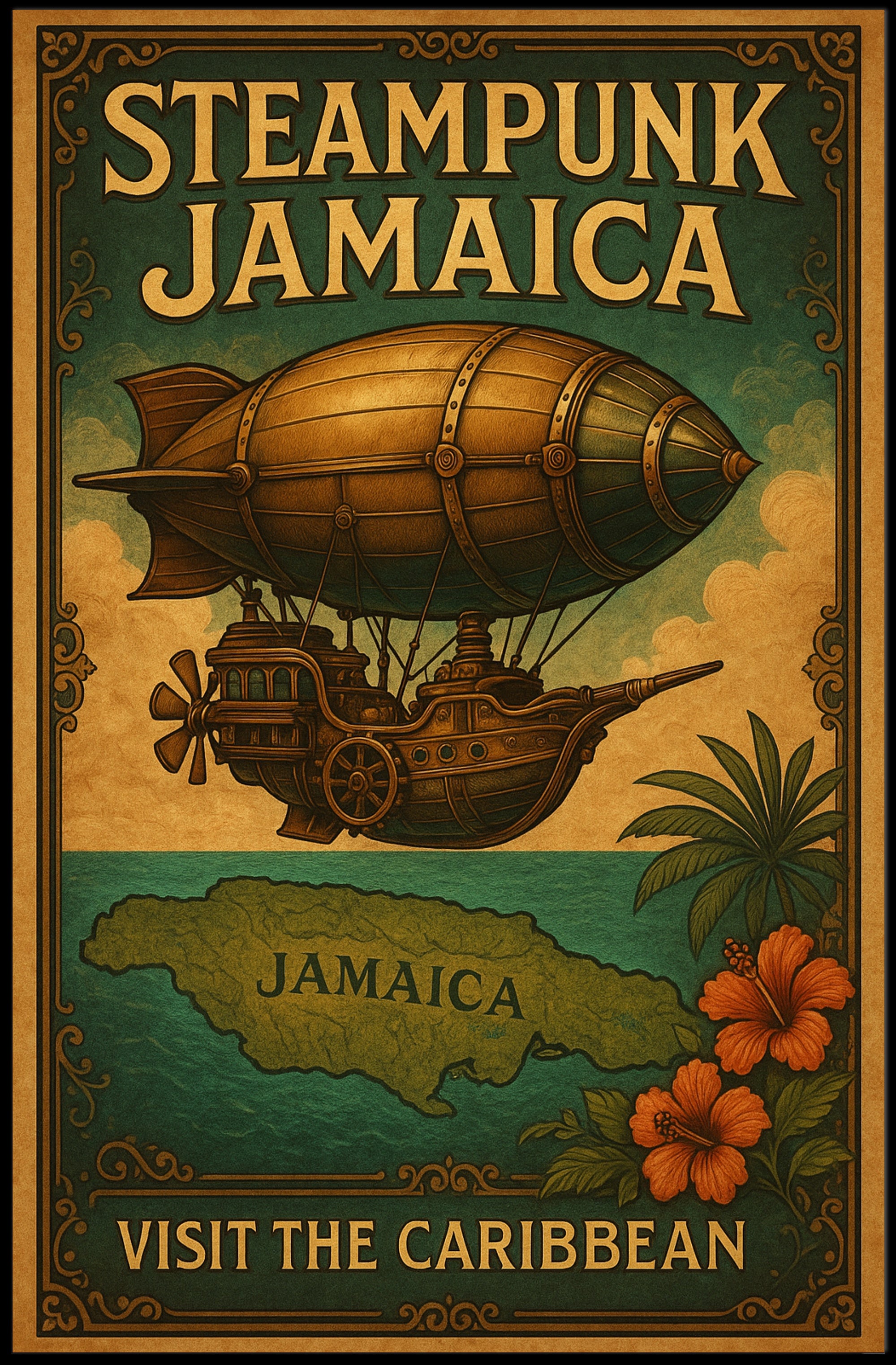 Steampunk Jamaica Adventure Poster