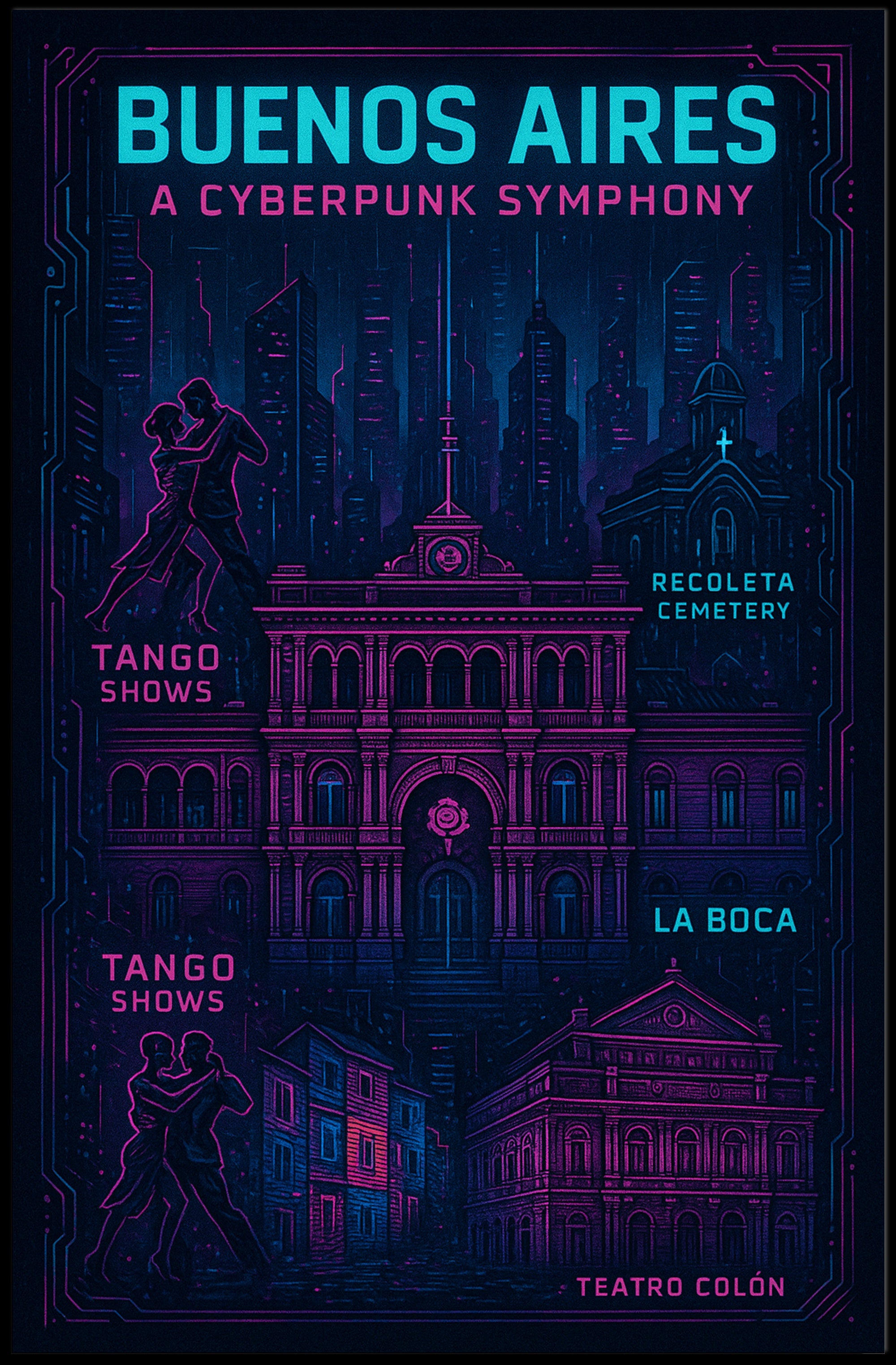 Buenos Aires A Cyberpunk Symphony Poster PosterGoat