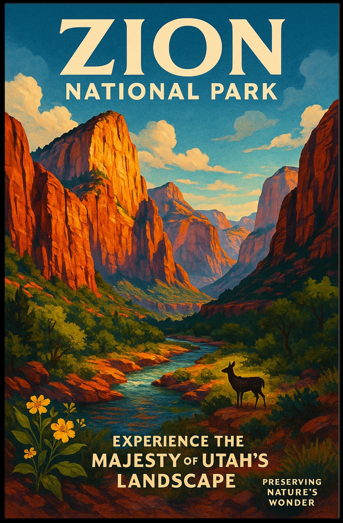 Zion National Park Poster Breathtaking Wall Art For Home