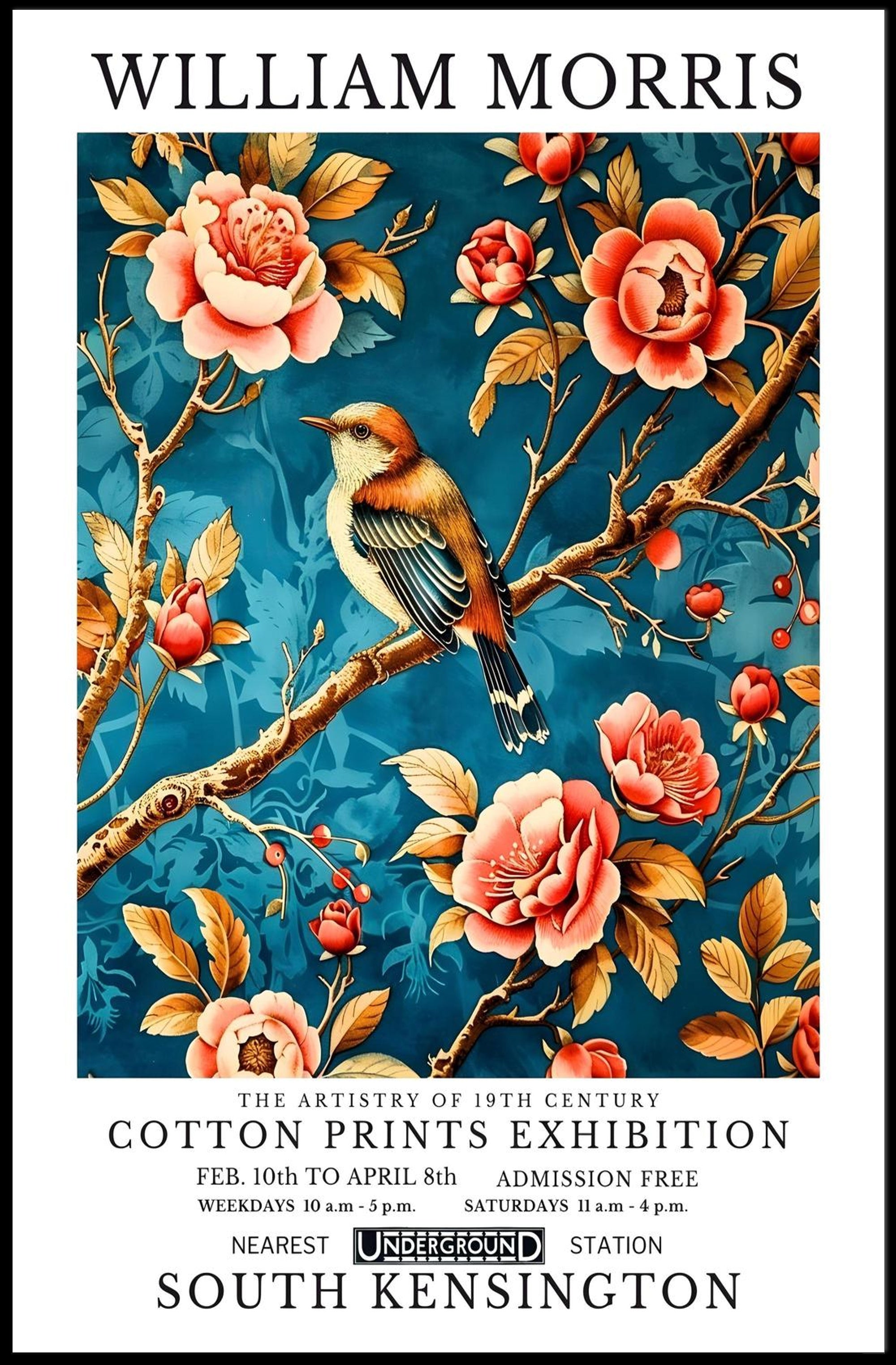 Victorian Cotton Prints Exhibition by William Morris Poster