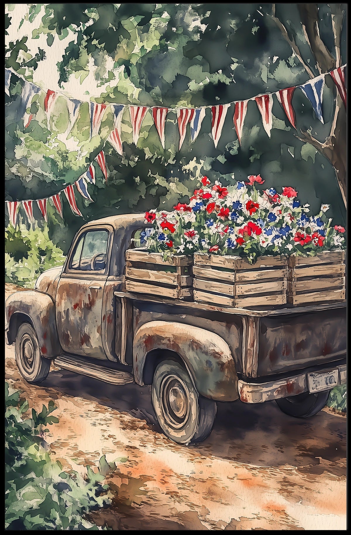 Vintage Weathered Pickup Truck Wall Art Decor Poster