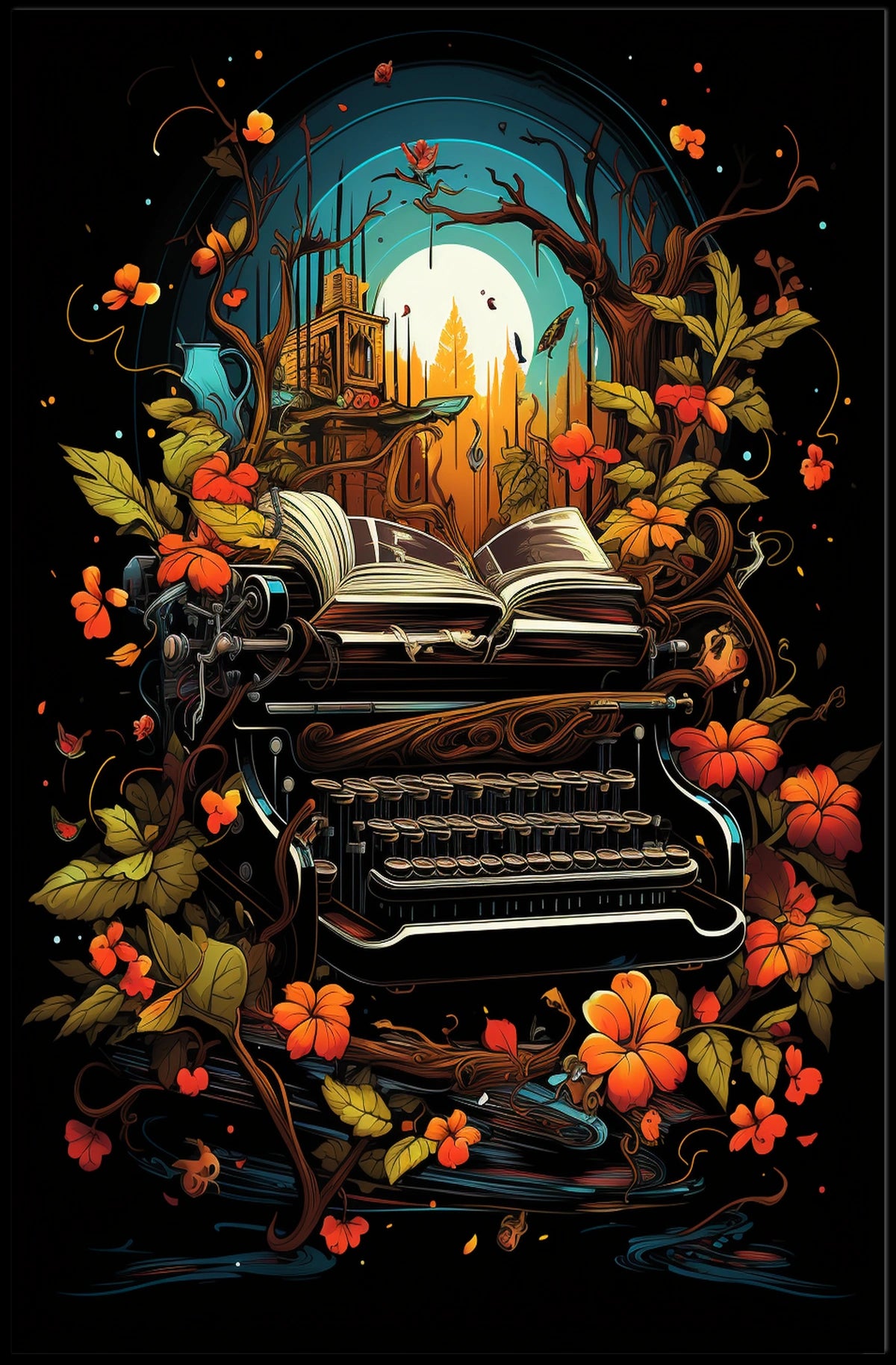 Nature Story Typography Moonlit Vintage Poster