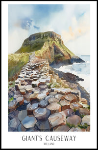 Giant's Causeway Scenic Watercolor Travel Poster PosterGoat