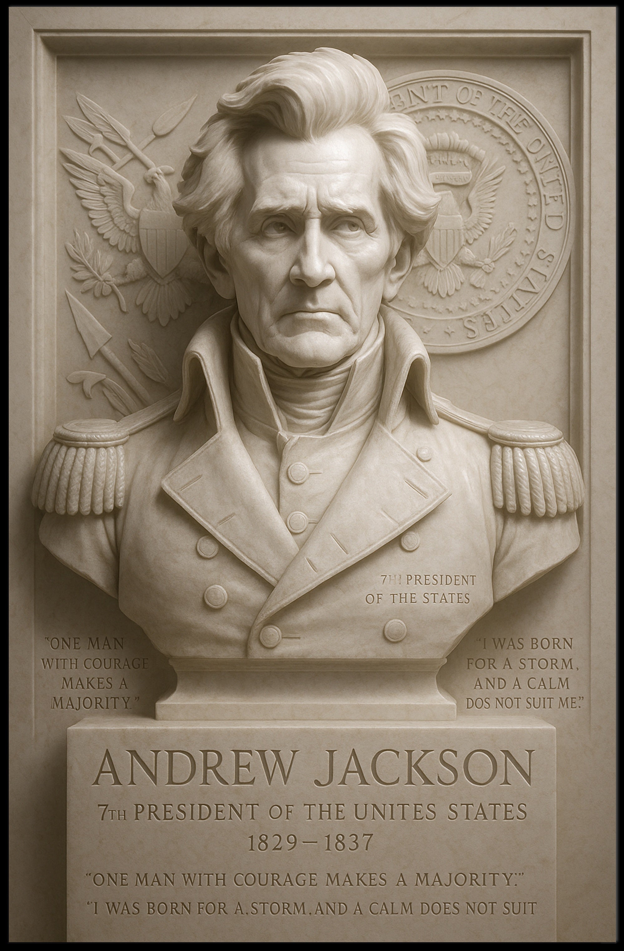 Andrew Jackson Bust Vintage Presidential Poster