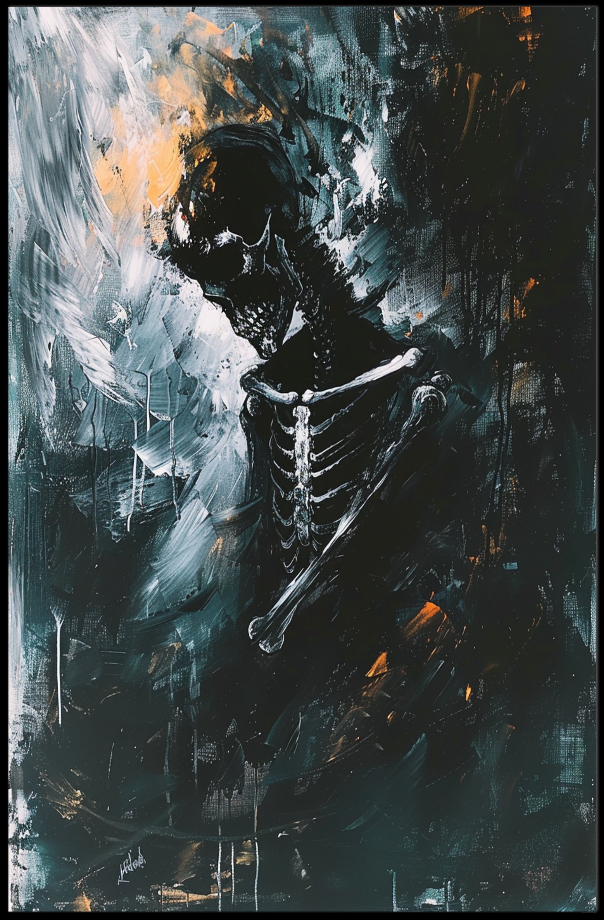Ethereal Skeleton Abstract Art Poster: Dynamic Design PosterGoat