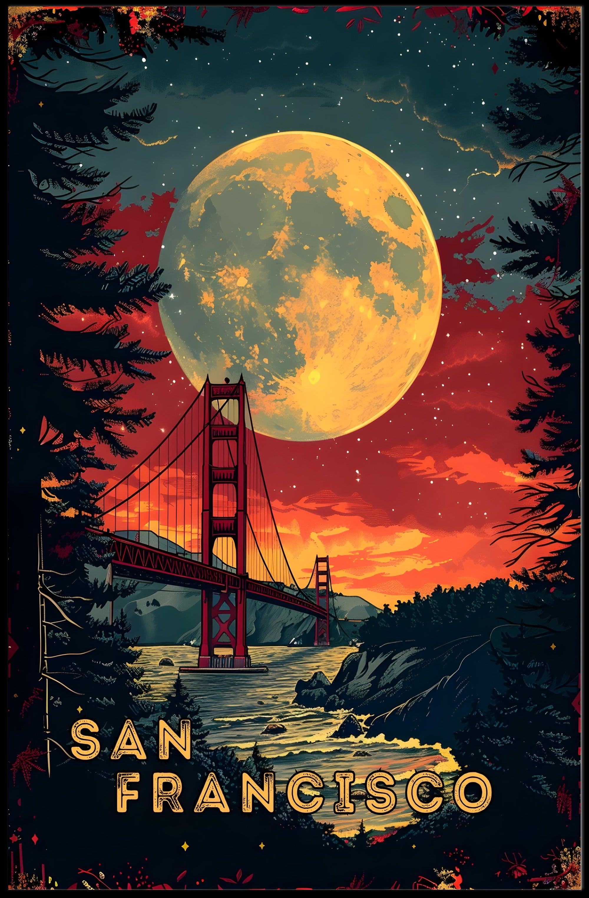 Moonlit San Francisco Poster