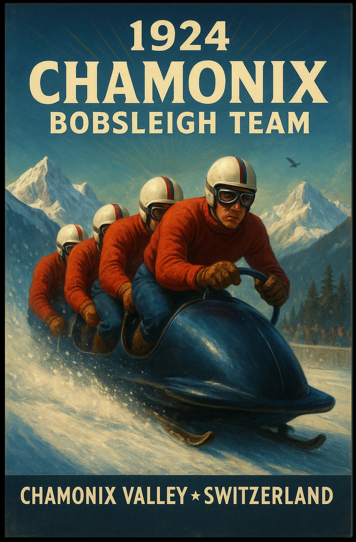 1924 Chamonix Bobsleigh Team Poster