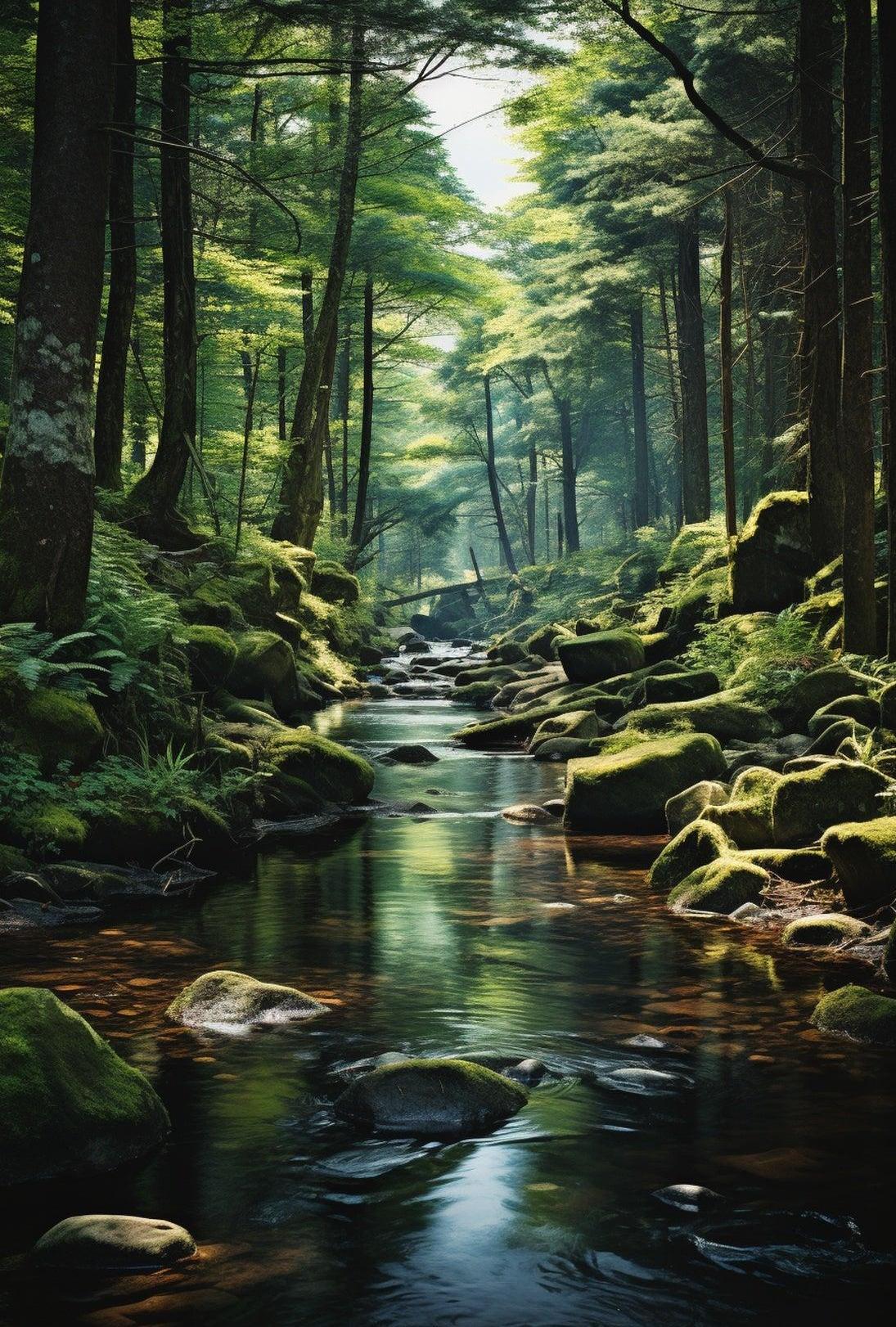 Serene Forest Scene, Nature's Tranquility National Park Poster