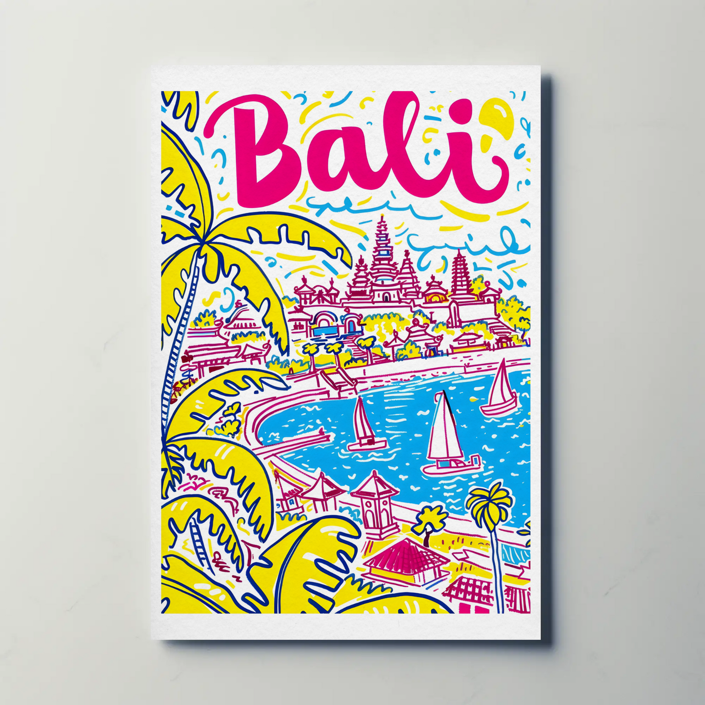 Bali Indonesia Tropical Paradise Ocean Temple Travel Poster