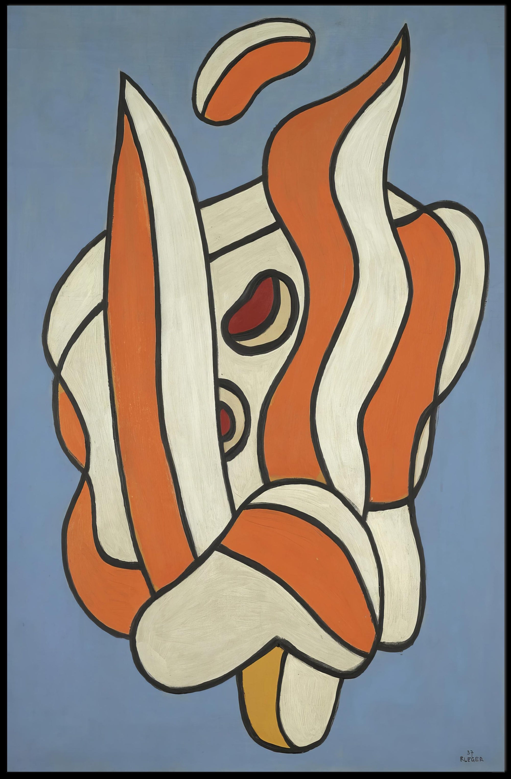 Abstract Shapes on Blue Poster