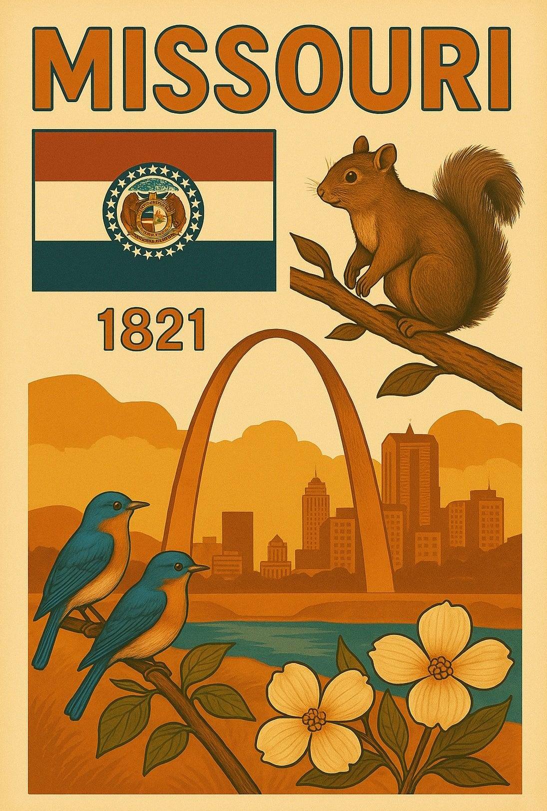 Missouri 1821 Gateway Arch Vintage Cultural Heritage Poster