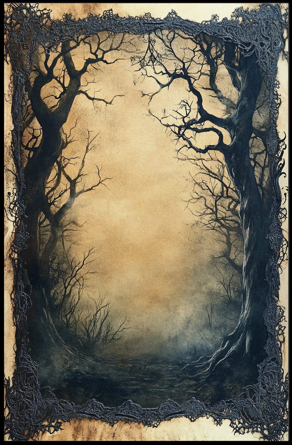 Mystical Gothic Eerie Forest Scene Artistic or Pop Culture Poster