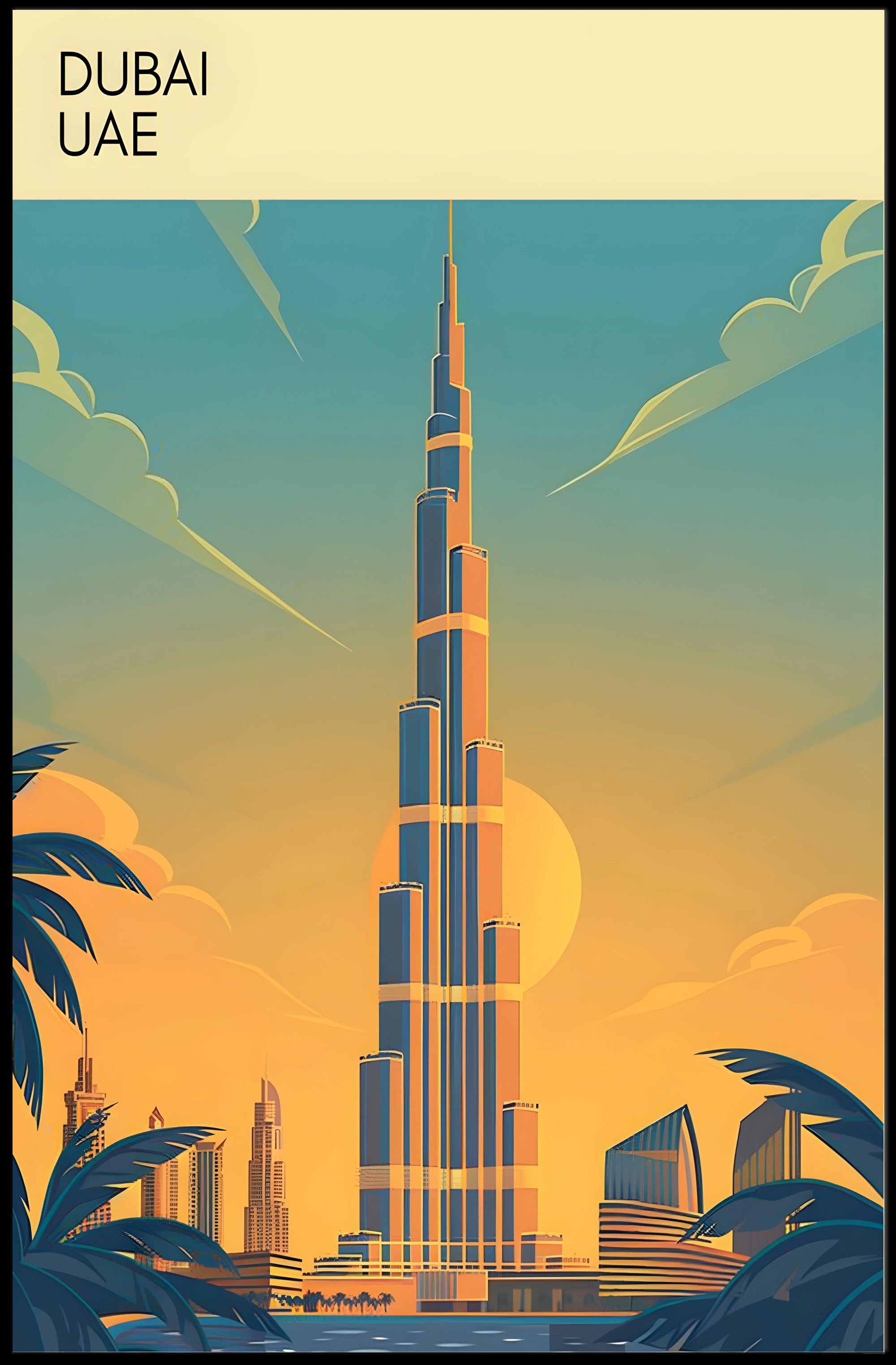Dubai Skyline at Sunset Poster