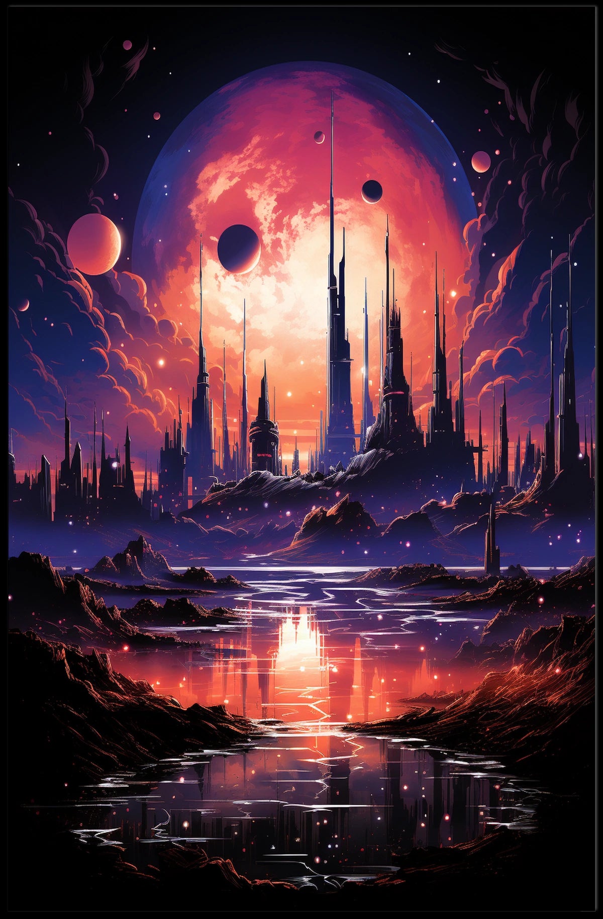 Futuristic Sci-Fi Cosmic Landscape Poster