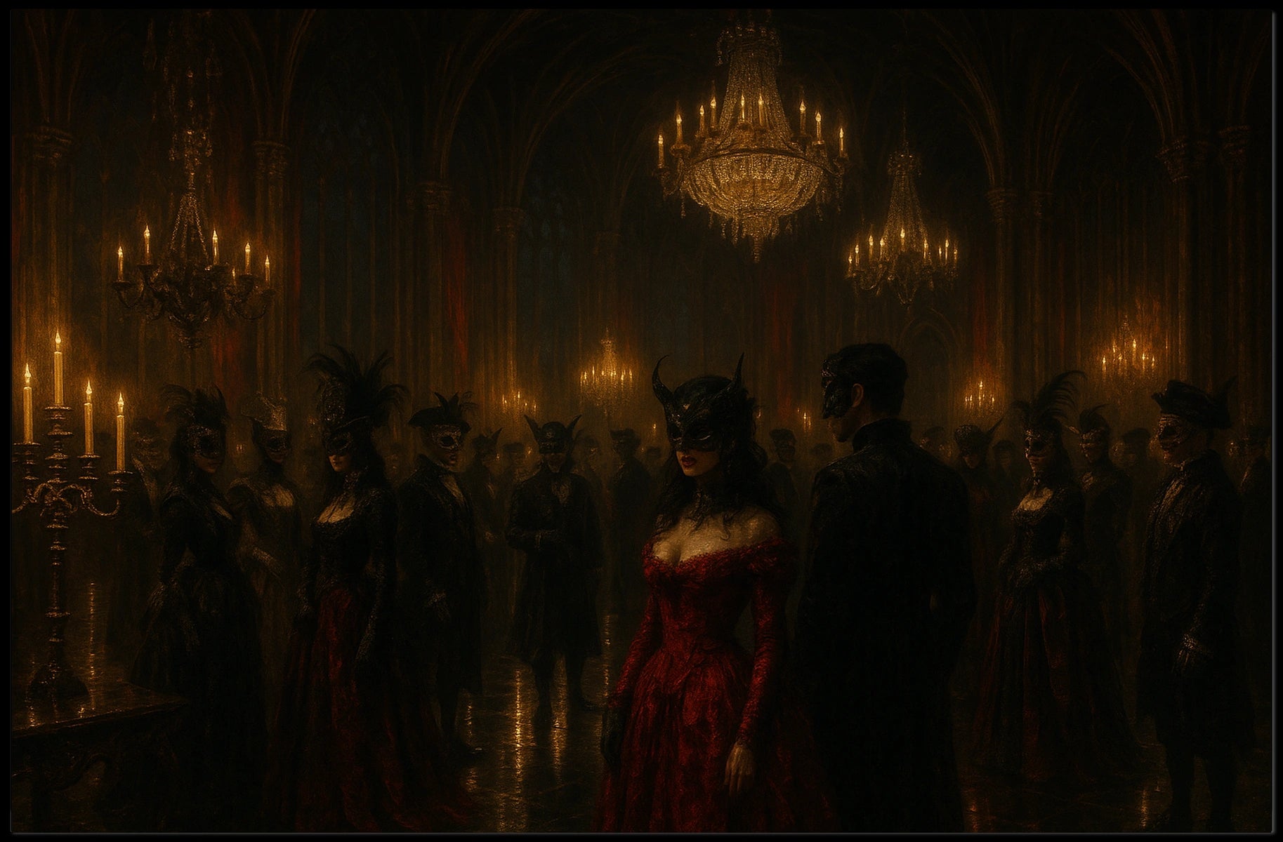 Enchanted Masquerade Moonlit Skyline Dreamlike Panorama Surreal Cityscape Poster