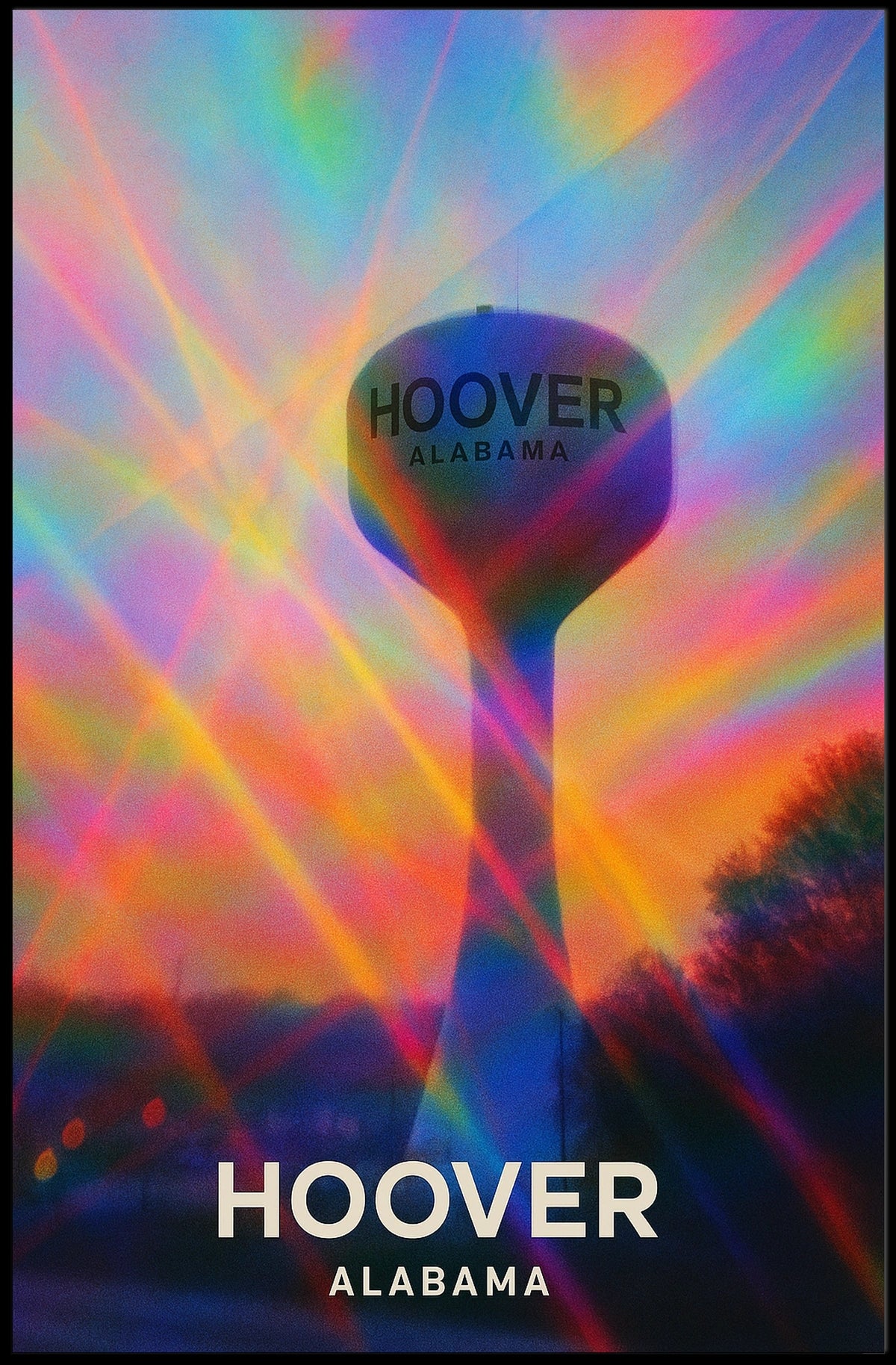 Hoover Alabama Cityscape Vibrant Landmark Wanderlust Inspired Urban Heritage Digital Painting Poster