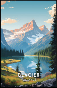 Glacier National Park Travel Poster Vintage Print