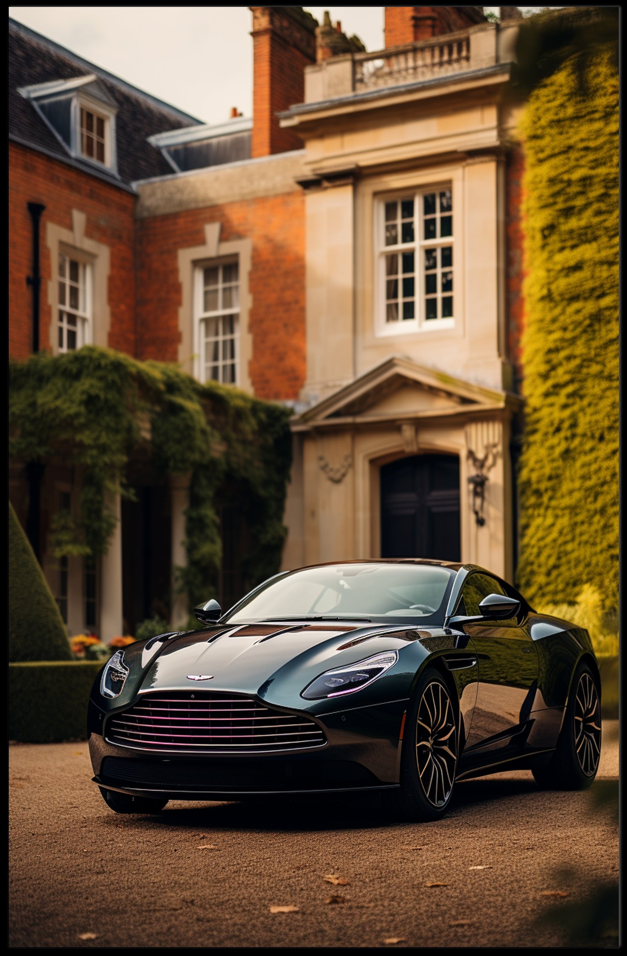 Luxury Car and Mansion Poster PosterGoat