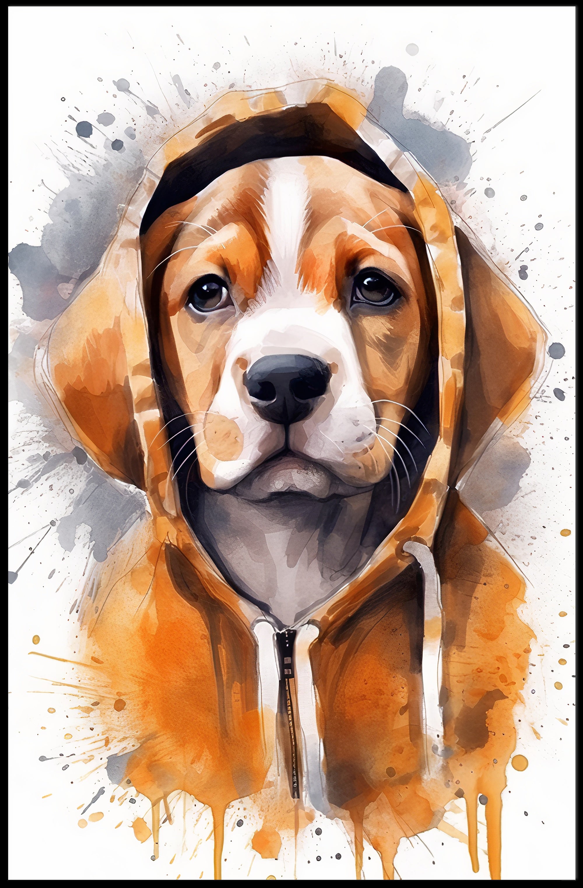 Hoodie Pup Watercolor Poster Print Wall Art