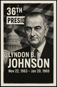 Lyndon B. Johnson 36th President of the United States Digital Montaje Poster