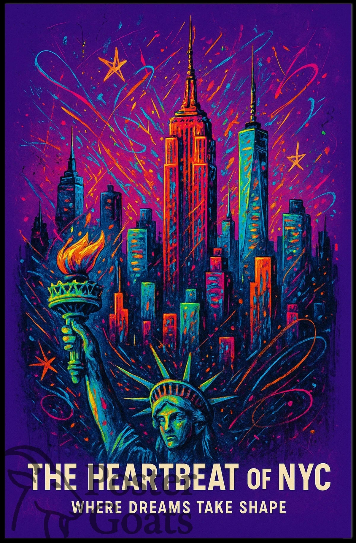 Vibrant New York Cityscape Poster with Modern Urban Art