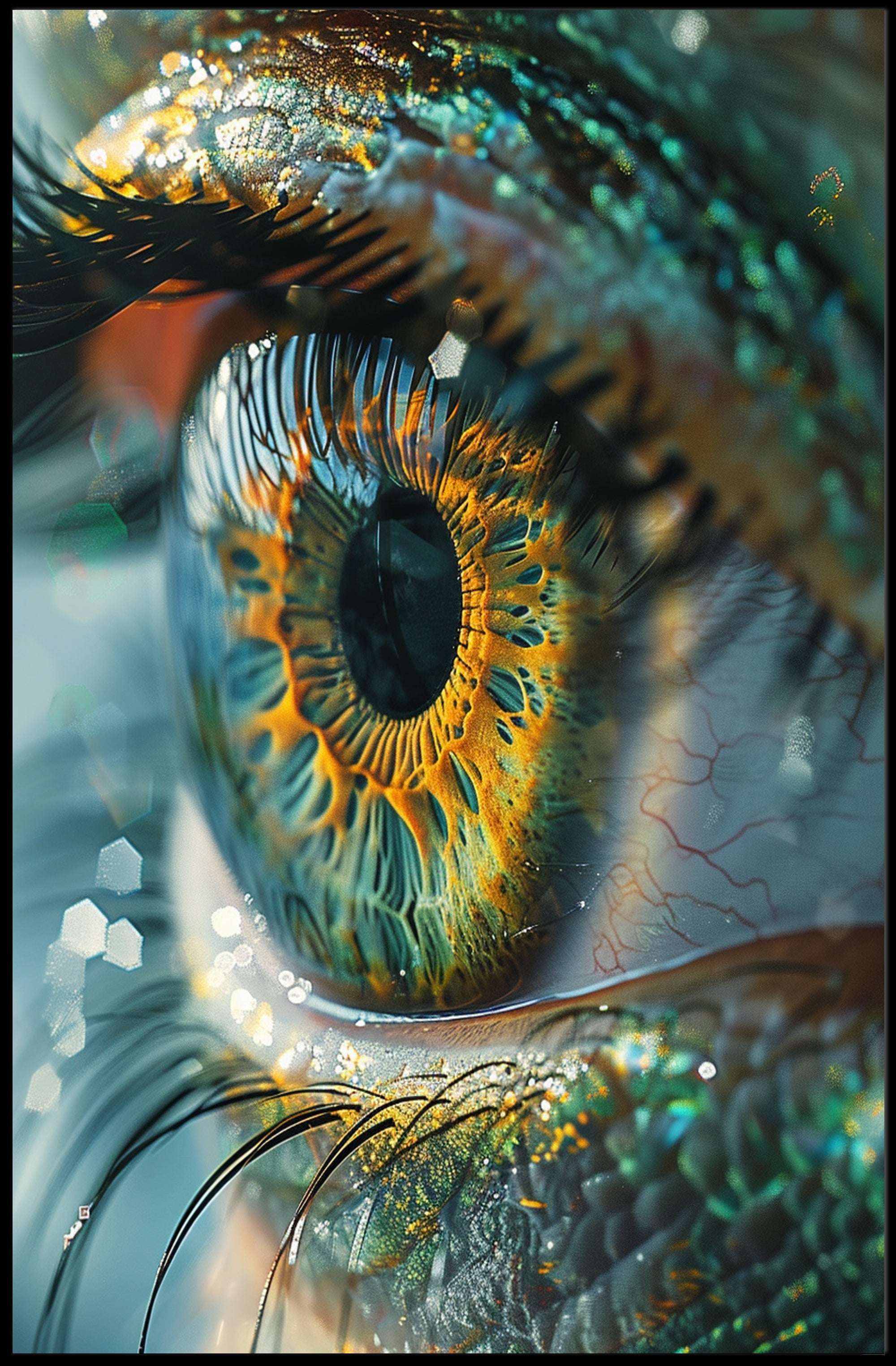 Mesmerizing Photorealistic Eye Poster with Vibrant Colors PosterGoat
