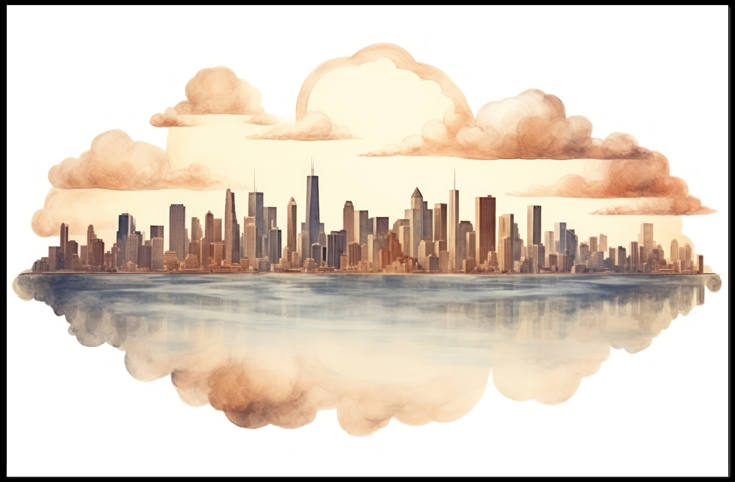 Dreamy Cityscape Reflection Poster