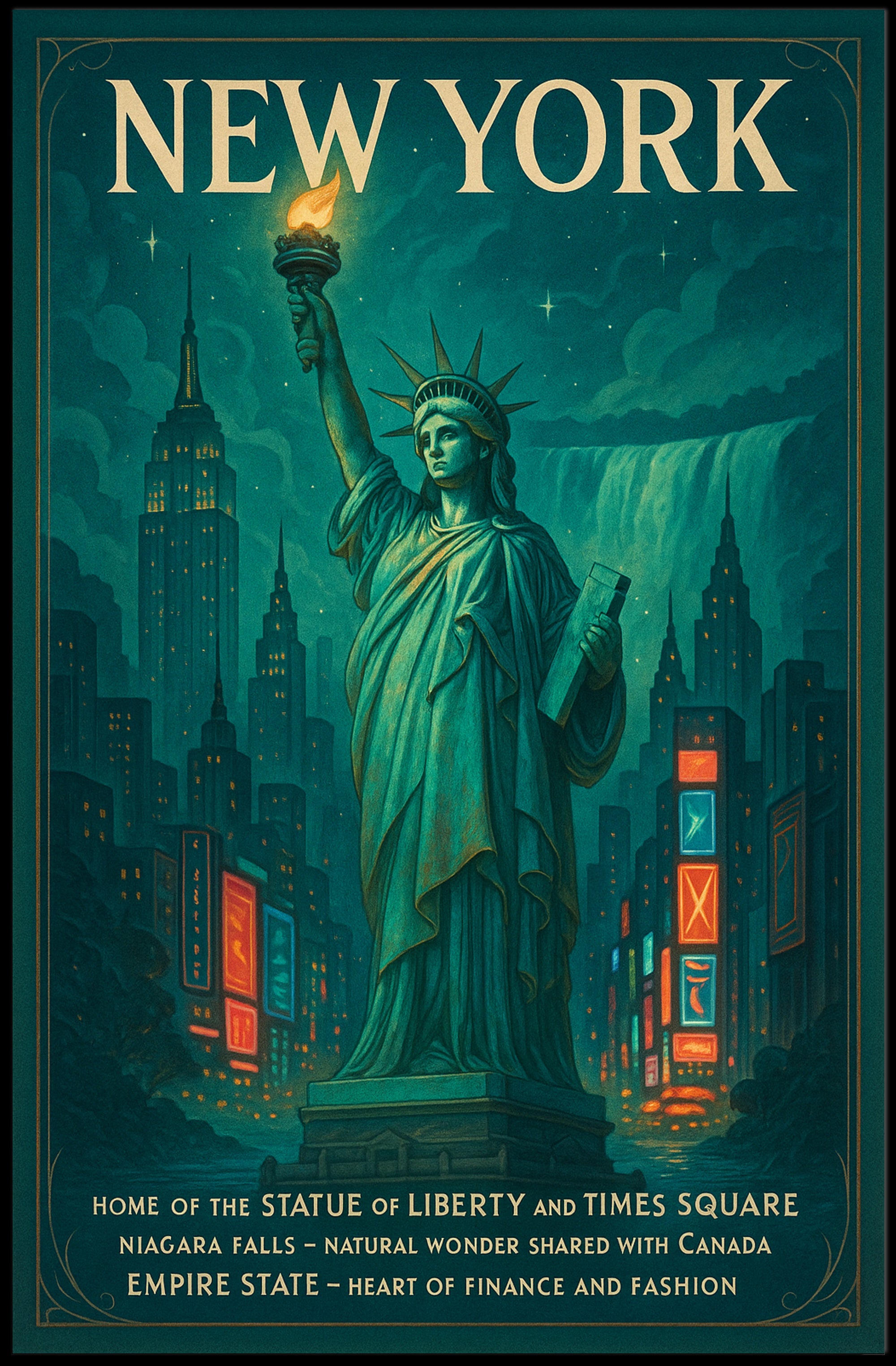 New York Iconic Landmarks Poster