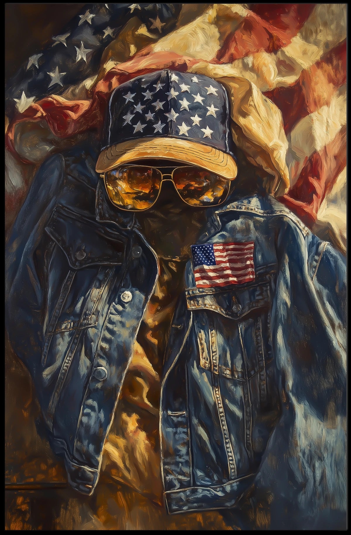 Patriotic Denim Jacket And Baseball Cap Artwork Poster