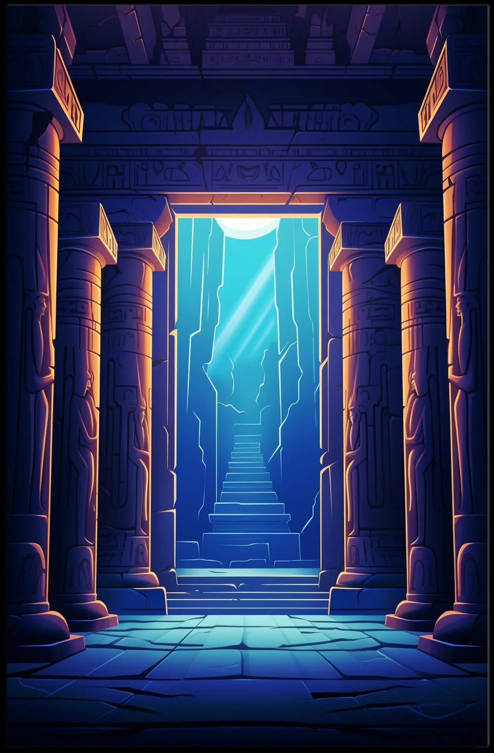 Ancient Temple Fantasy Adventure Art Poster