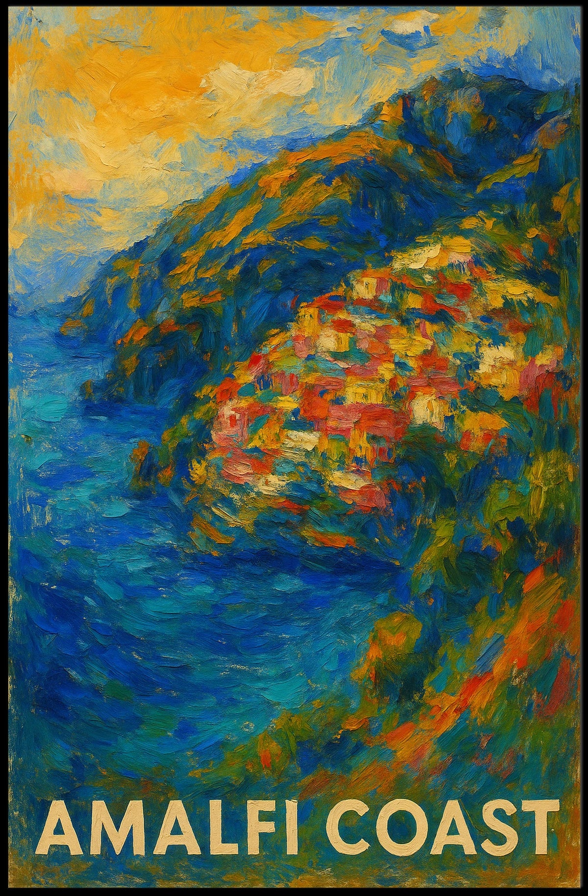 Amalfi Coast Poster Wall Art Coastal Decor Travel Lovers