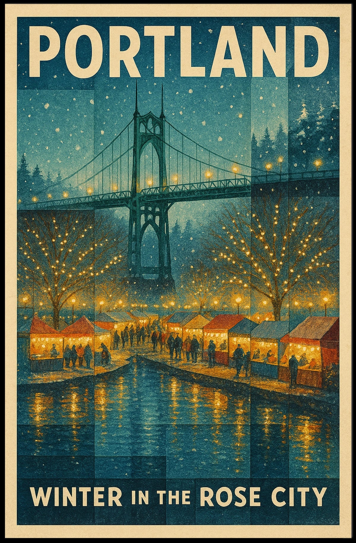 Portland Winter In The Rose City Poster