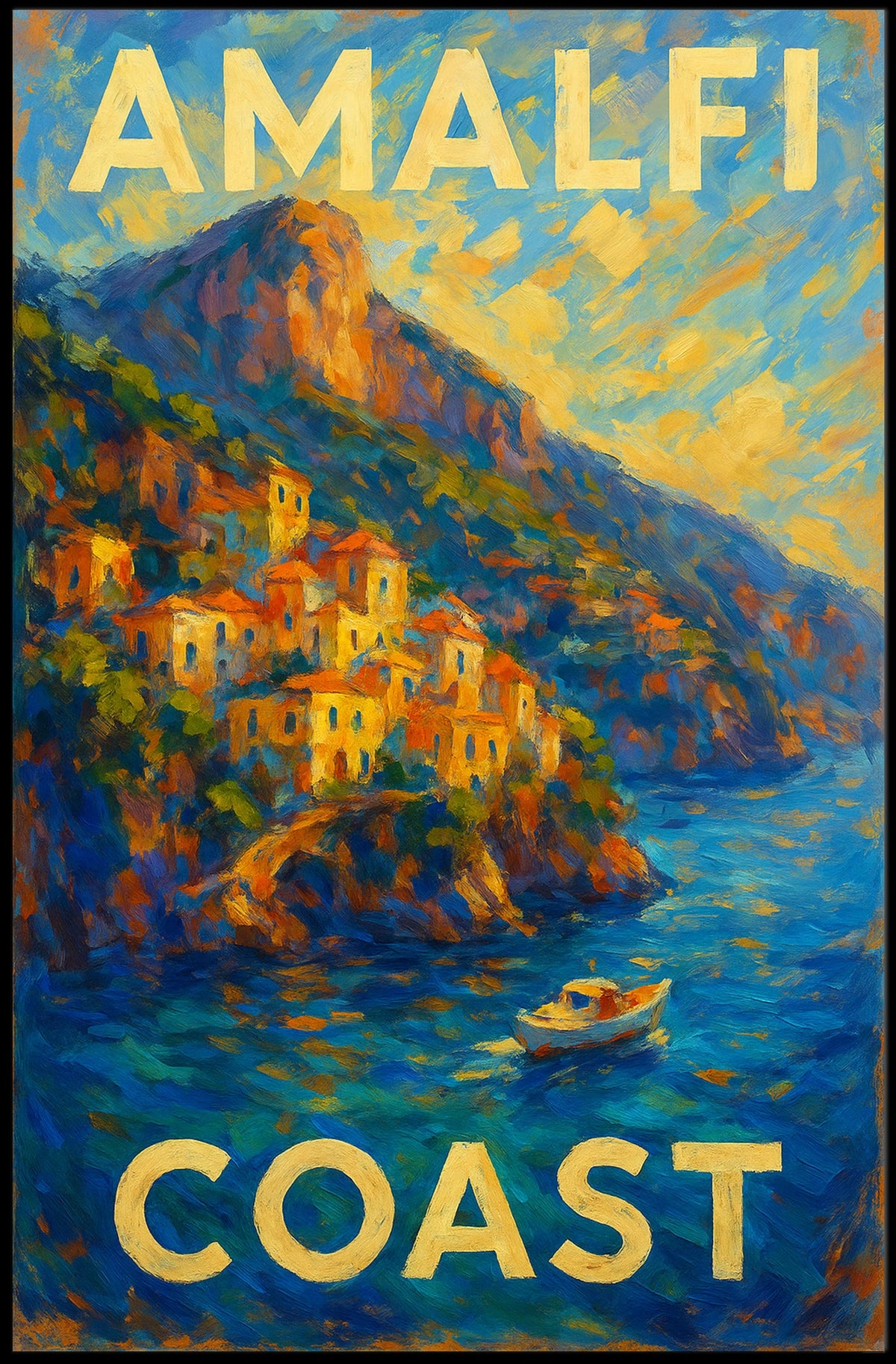 Amalfi Coast Poster Wall Art Coastal Decor Italy 18x24 Inches