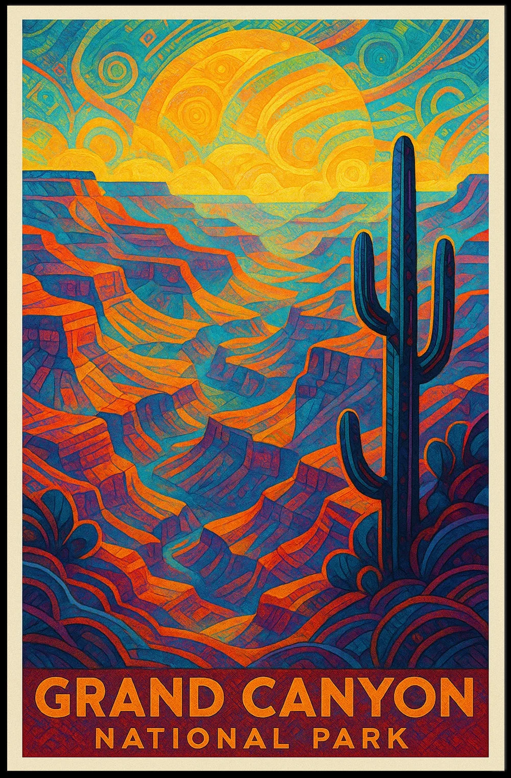 Psychedelic Vibrancy of Grand Canyon National Park Poster