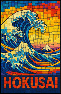 Hokusai Wave Mosaic Poster