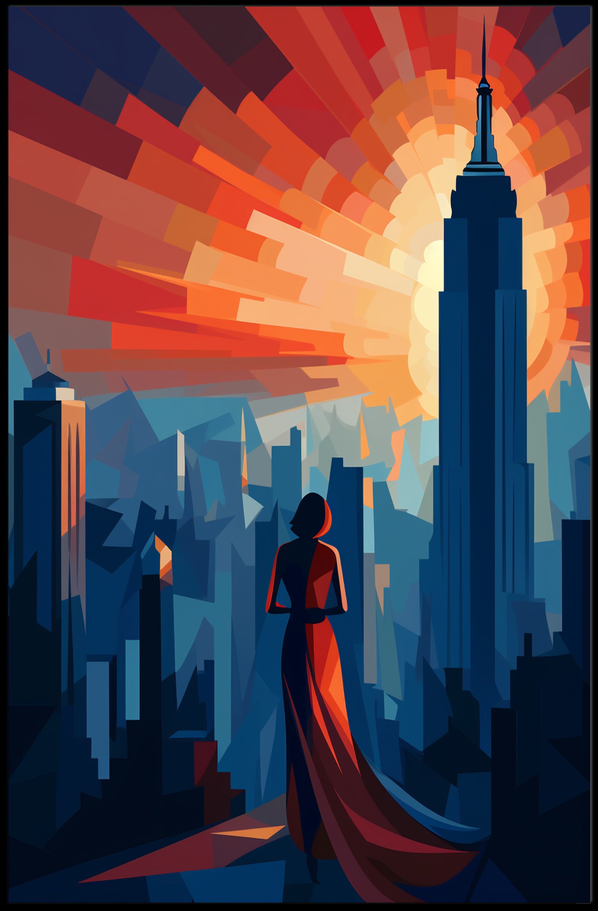 Cityscape At Sunset Poster