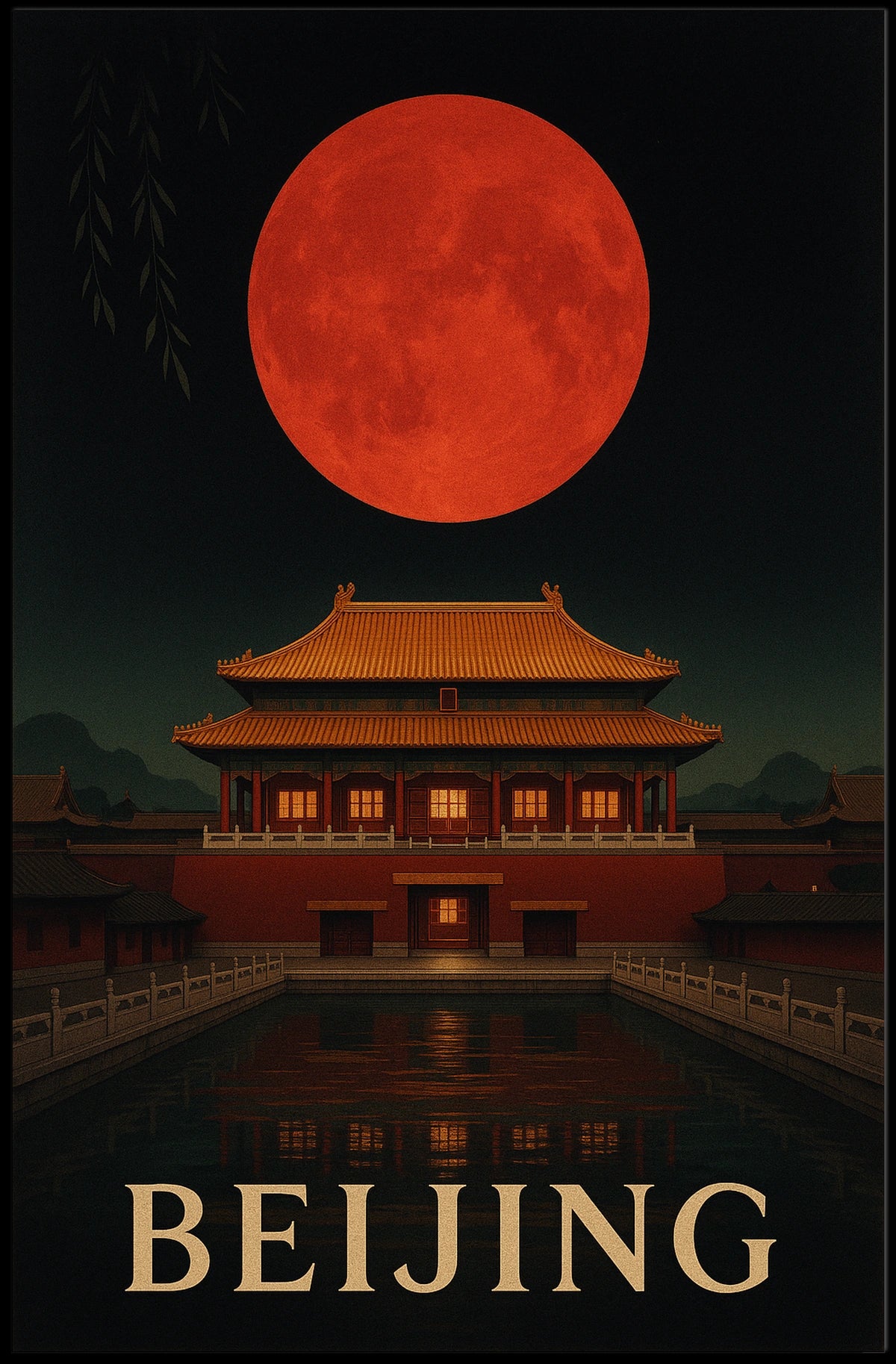 Beijing Red Moon Cultural or Heritage Poster