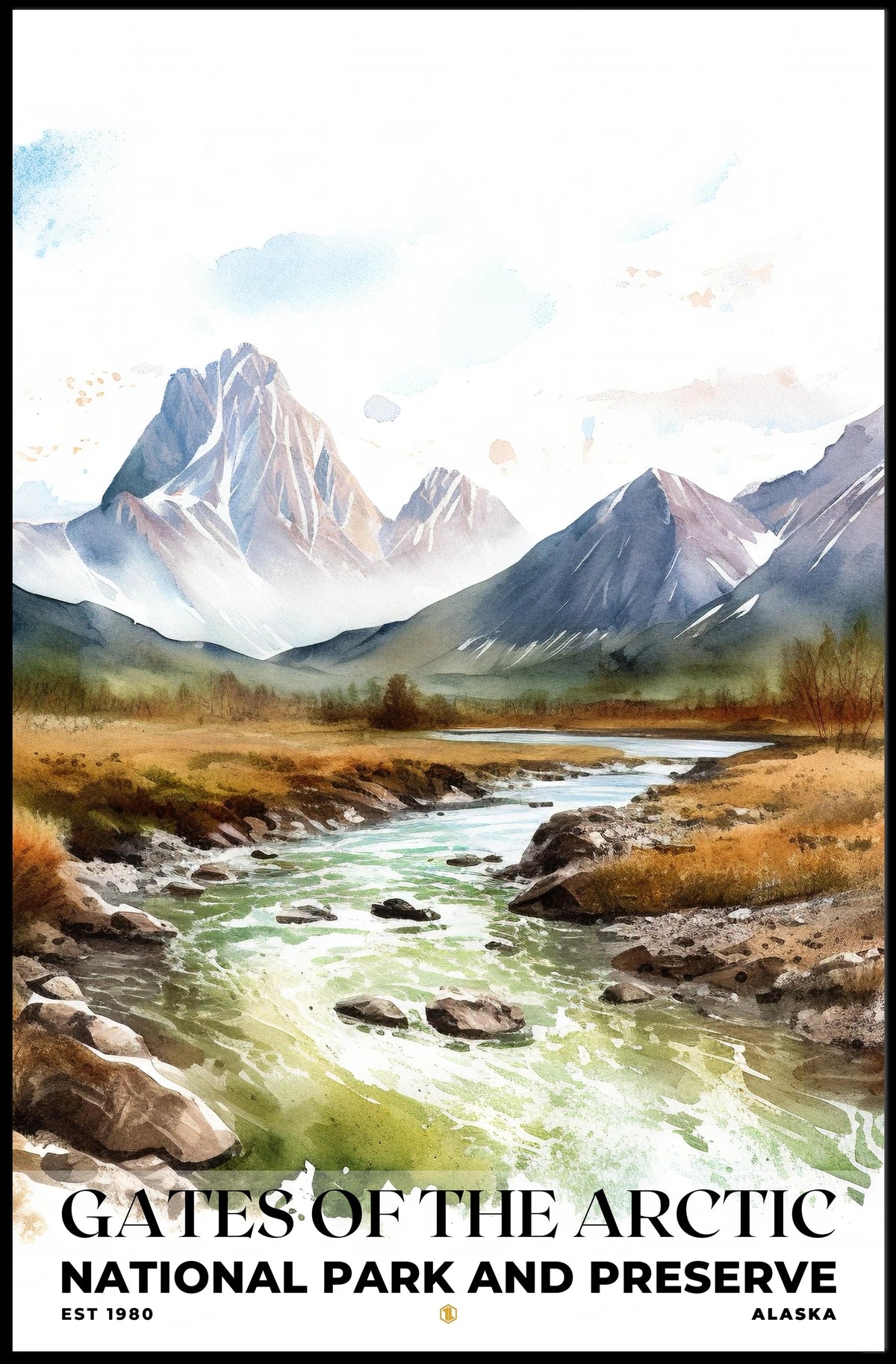 Gates of the Arctic Watercolor Wall Art Poster