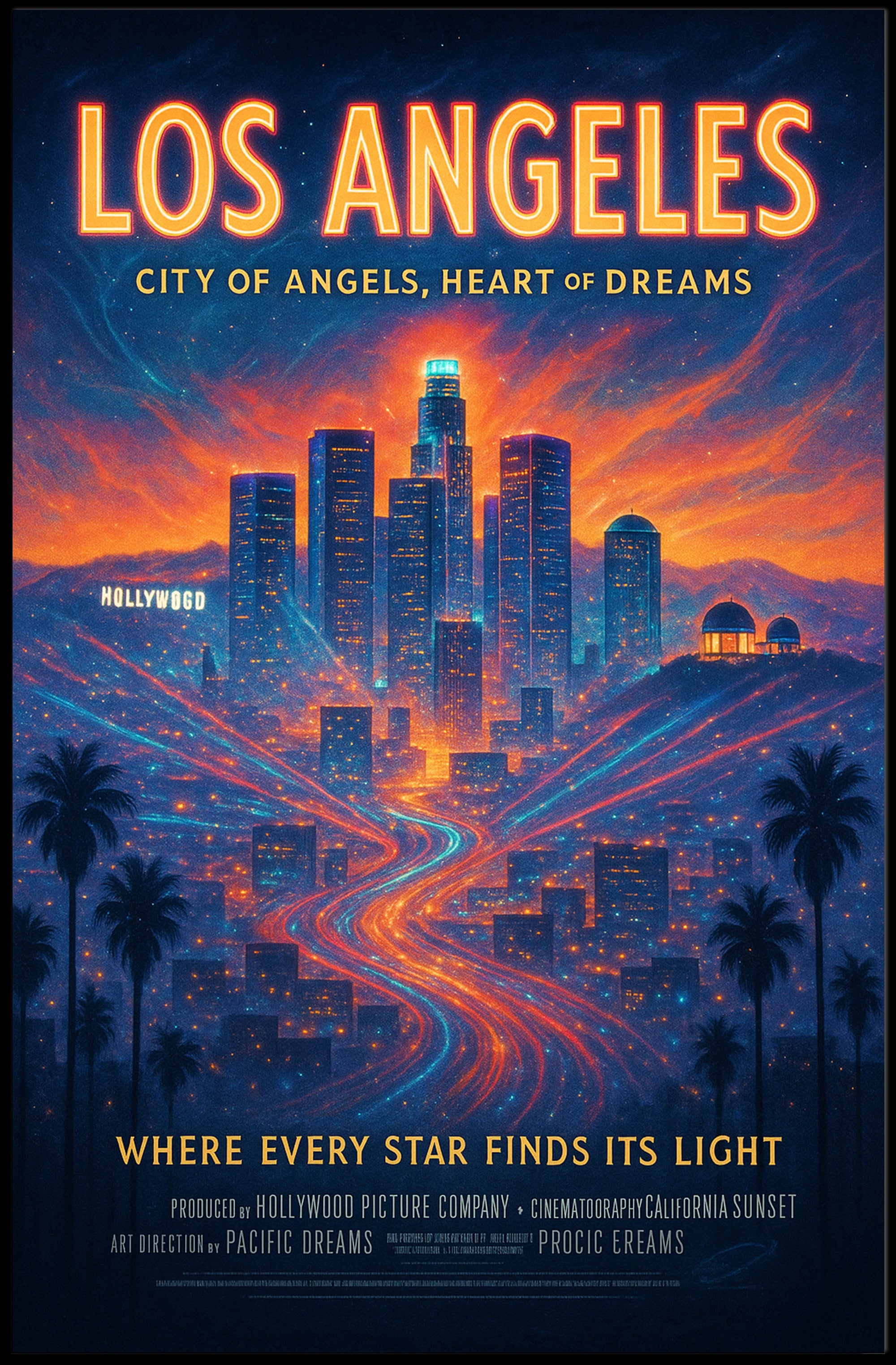 Los Angeles Skyline Dreams Urban or Cityscape Poster