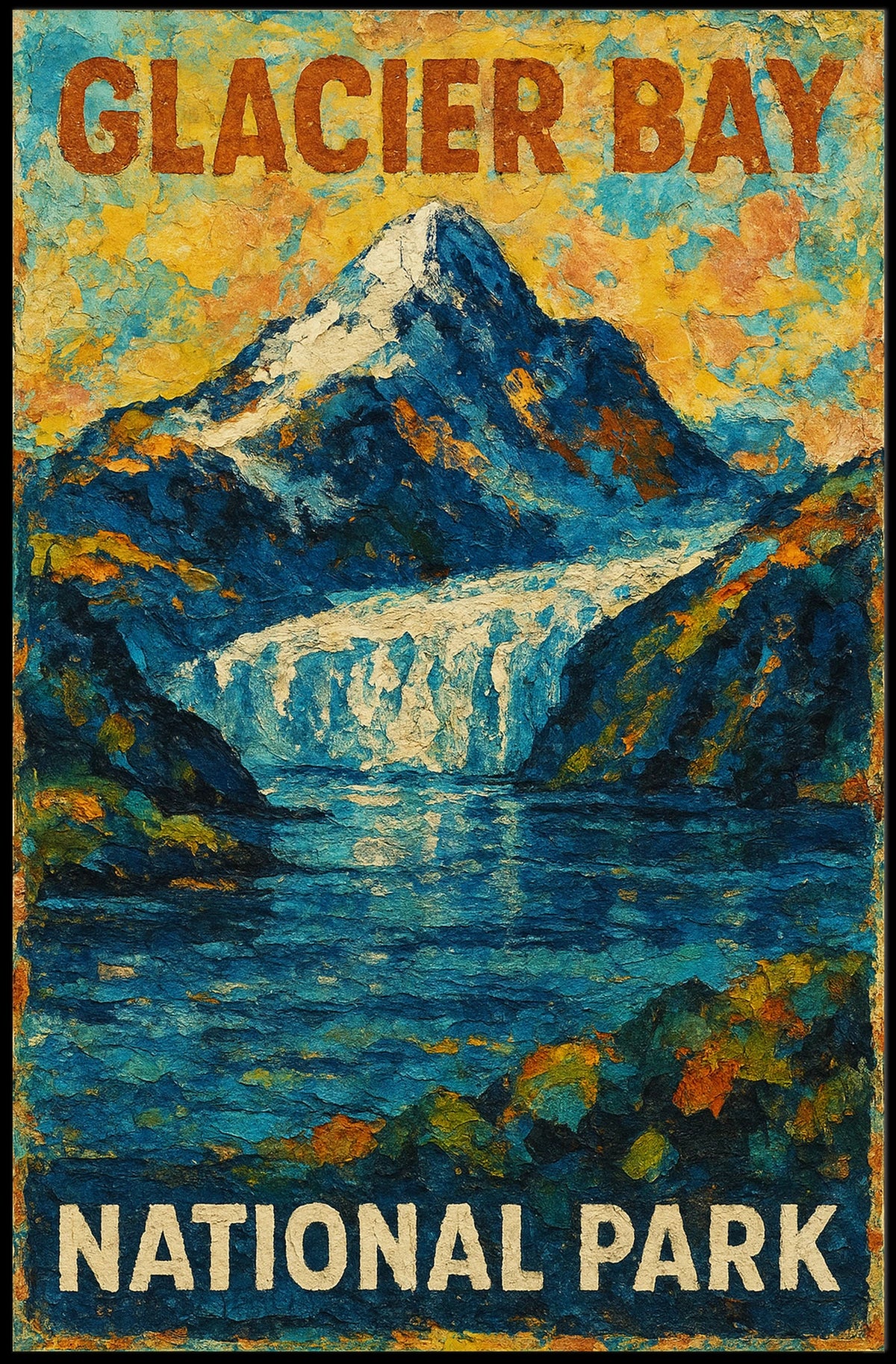 Glacier Bay National Park Scenic Vintage Wanderlust Poster