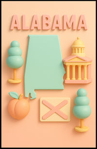 Alabama State Icons Poster