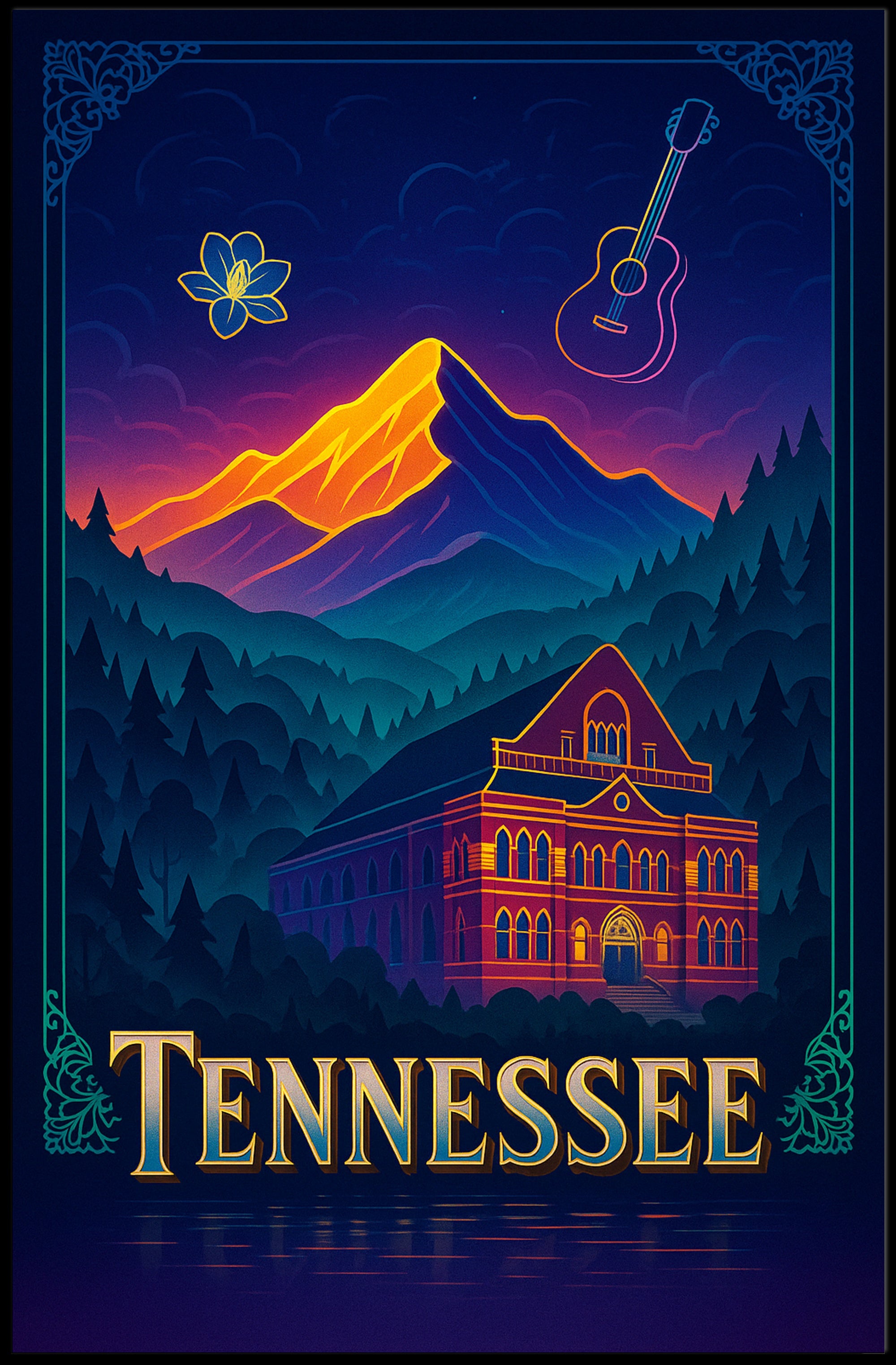Tennessee Dreamscape Poster Vintage Travel Wall Art
