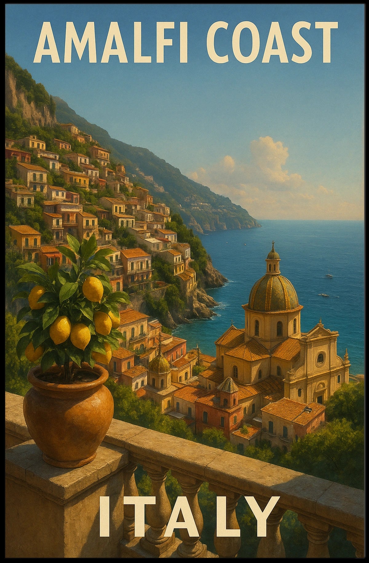 Amalfi Coast Italy Poster Wall Art Print Museum Quality