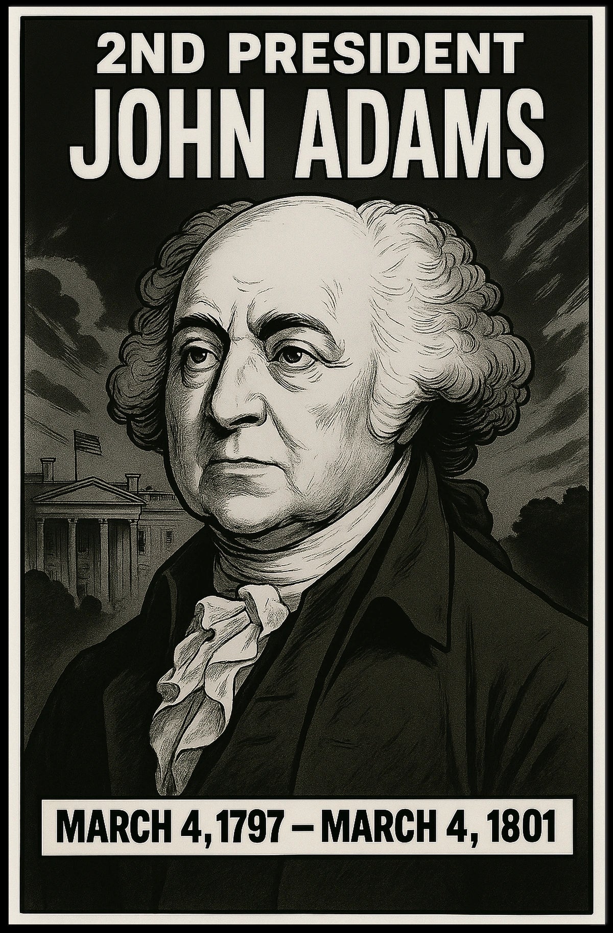John Adams Presidential Heritage Vintage Colonial Era Scenic Wall Art Print Poster