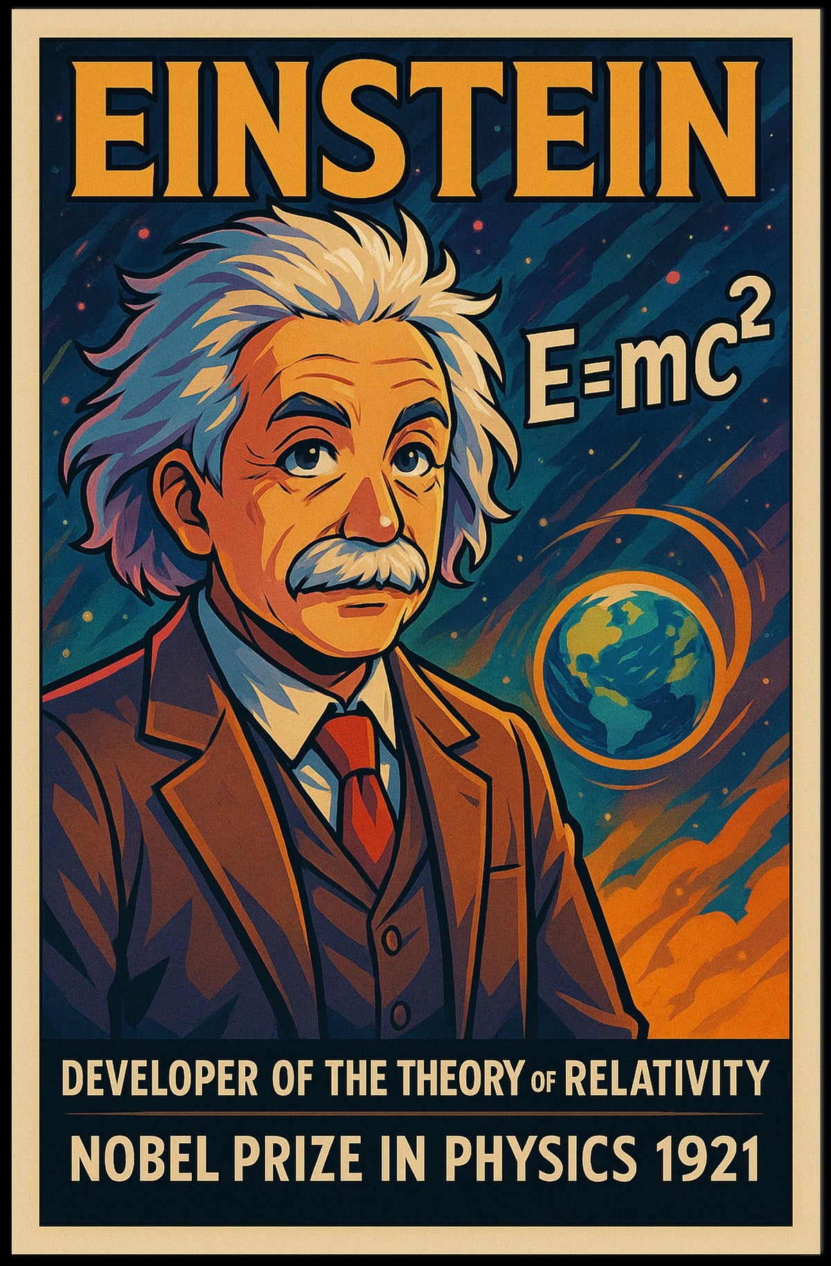 Albert Einstein Relativity Vintage Science Inspiring Intellectual Home Wall Art Poster