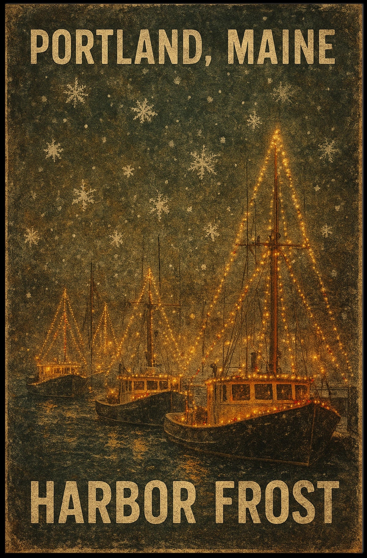 Portland, Maine Harbor Frost Poster