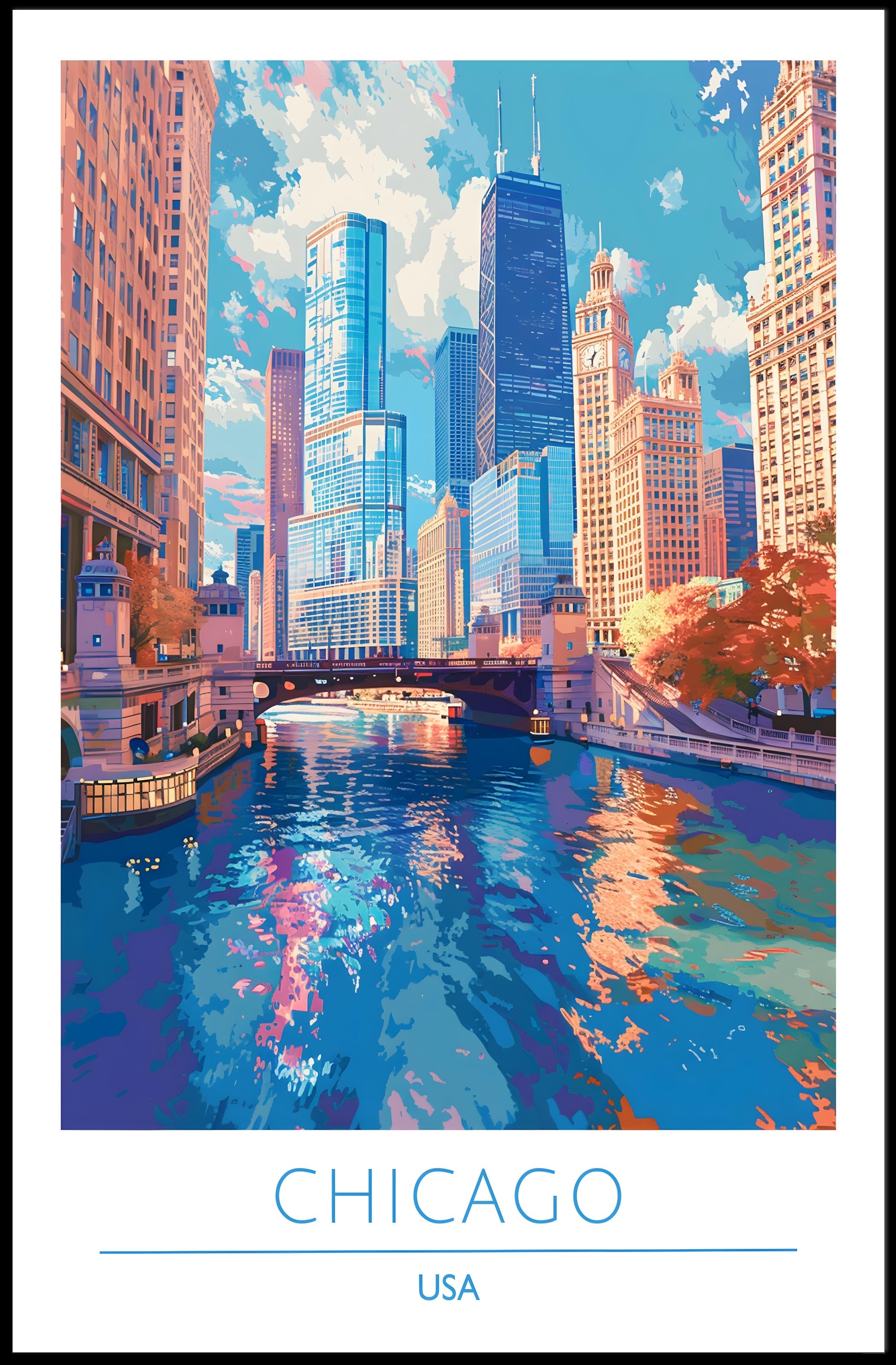 Chicago Skyline Reflections: Urban or Cityscape Poster