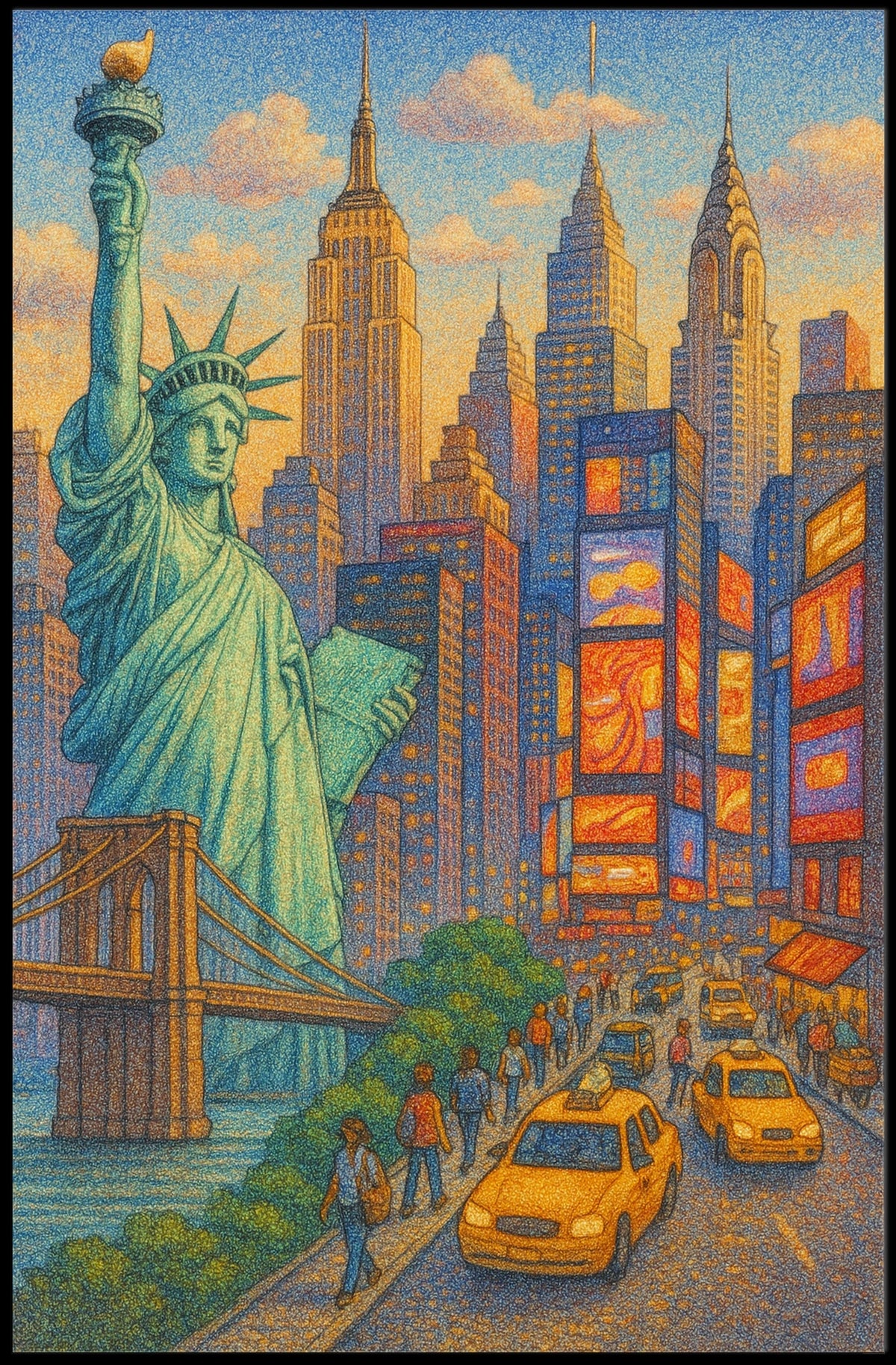 New York City Urban Energy Art Poster Modern Wall Art