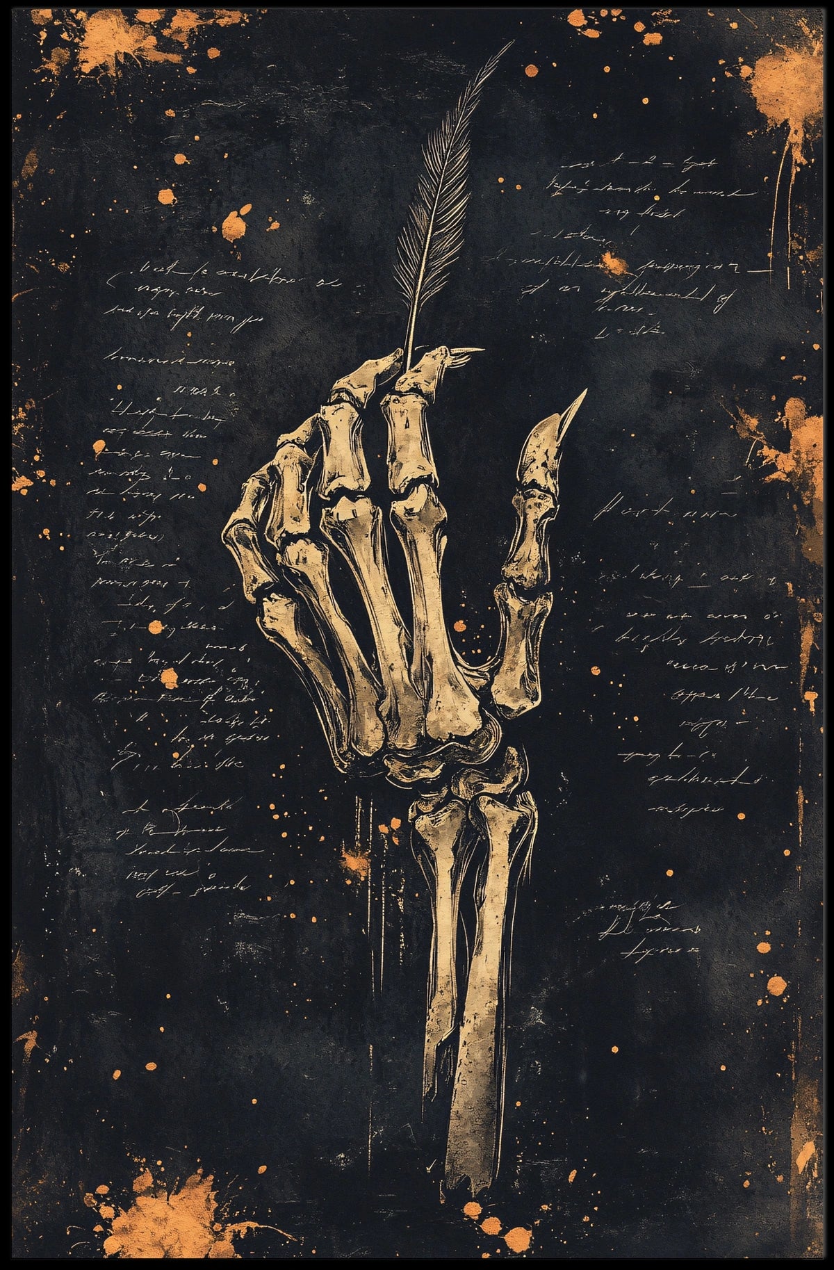 Skeleton Hand with Quill Art Artistic or Pop Culture Poster