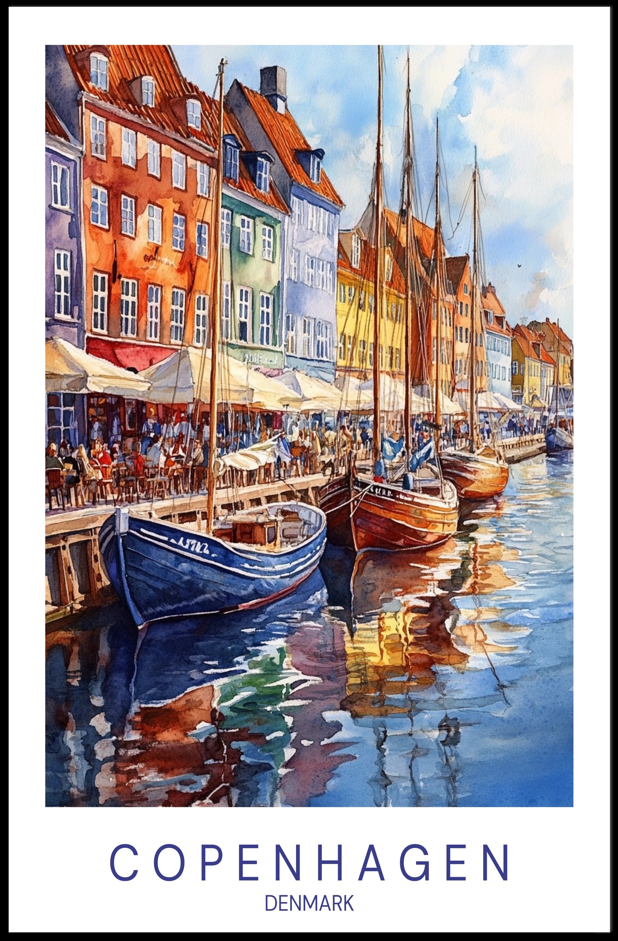 Colorful Waterfront in Copenhagen Poster PosterGoat
